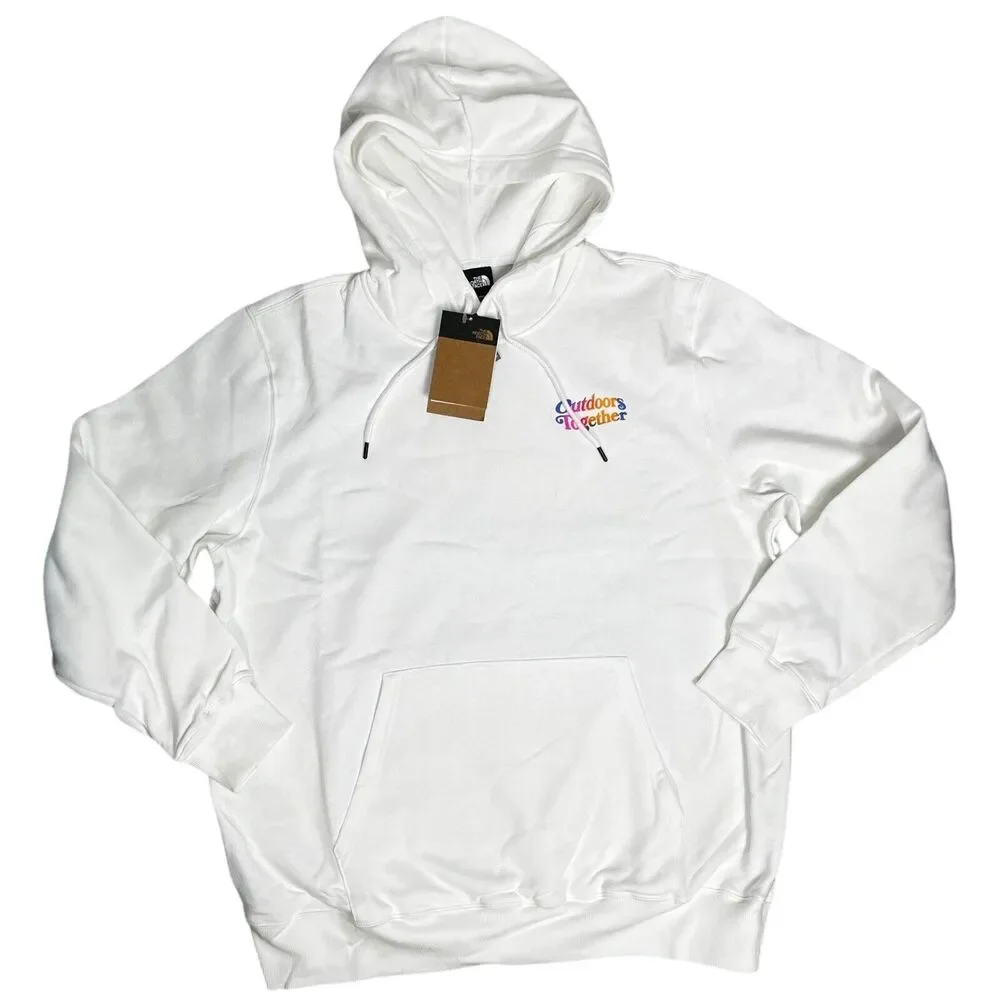 The North Face Hoodie Mens L White Outdoor Together Colorful Adventure Orange - Picture 2 of 5